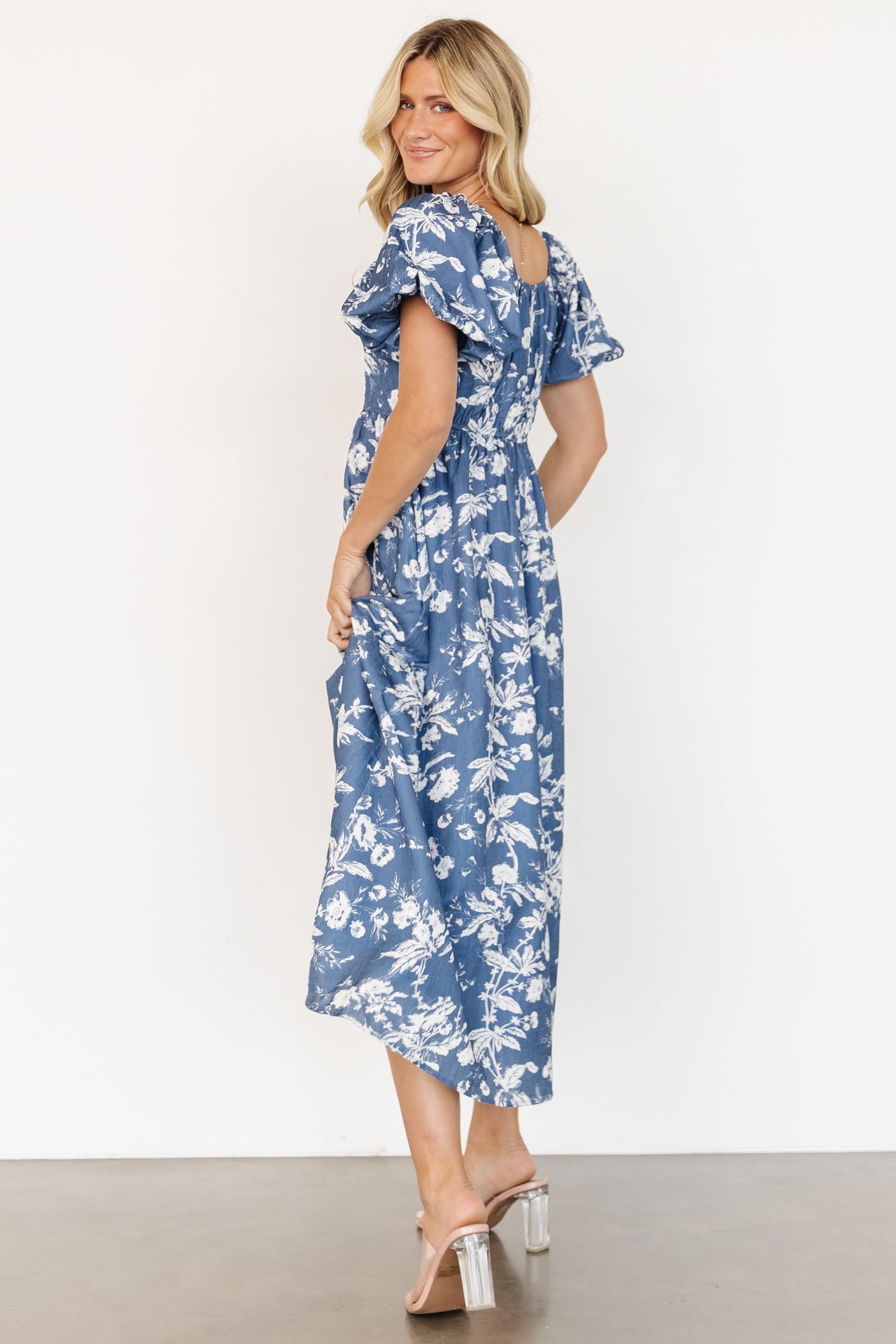 Floral Maxi Dress with Puffed Sleeves & Hidden Pockets | Baltic Born