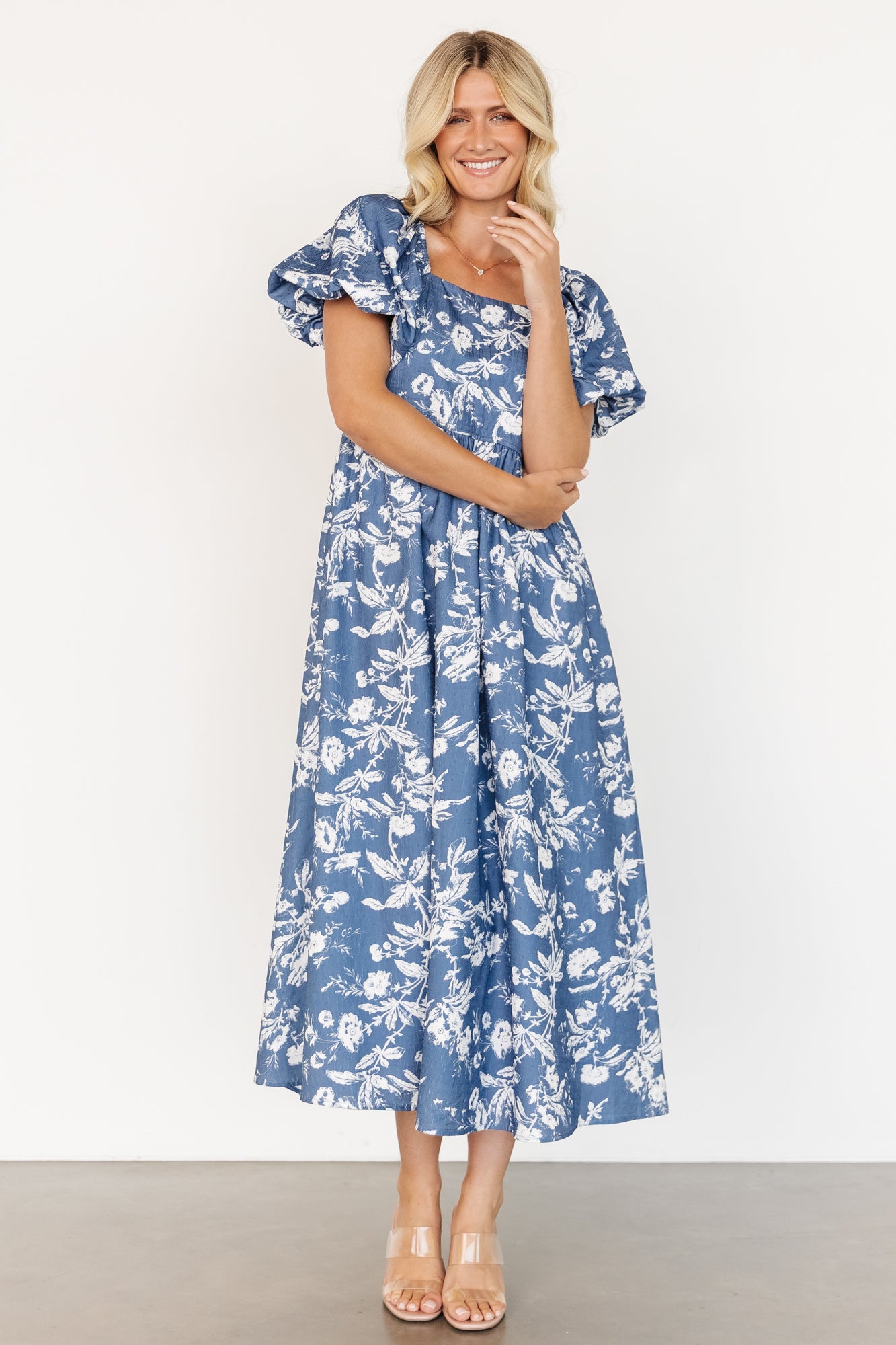 Floral Maxi Dress with Puffed Sleeves & Hidden Pockets | Baltic Born