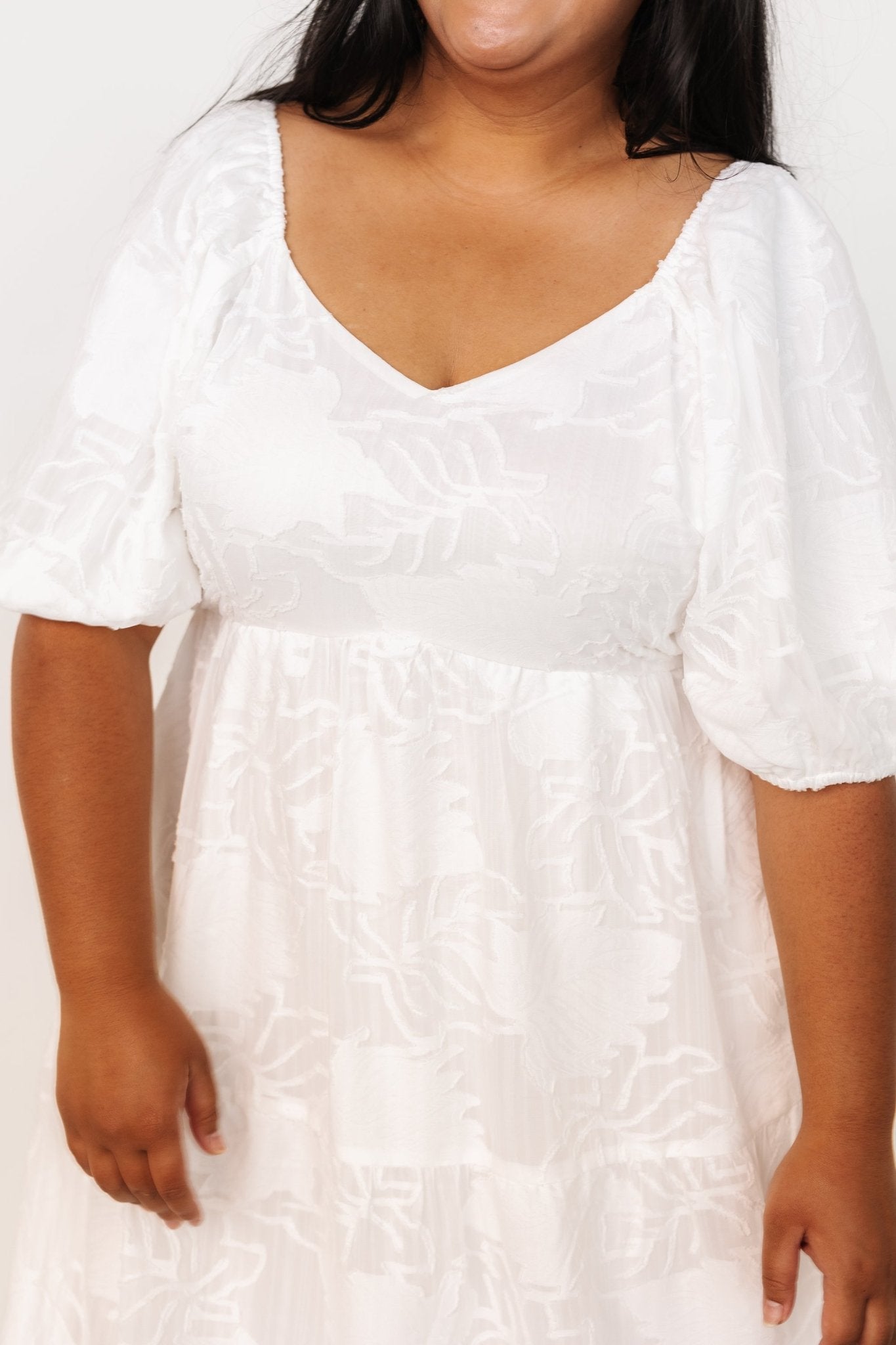 White Floral Burnout Maxi Dress with Pockets | Hayward