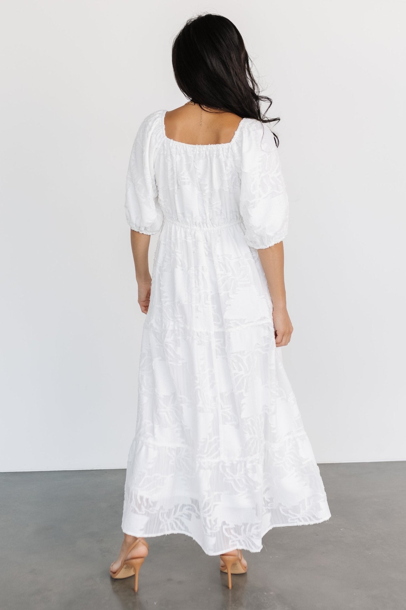 White Floral Burnout Maxi Dress with Pockets | Hayward