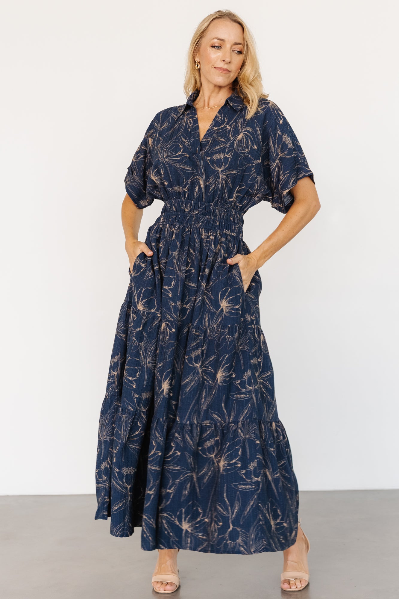 Tiered Maxi Dress with V-Neck & Pockets | Baltic Born