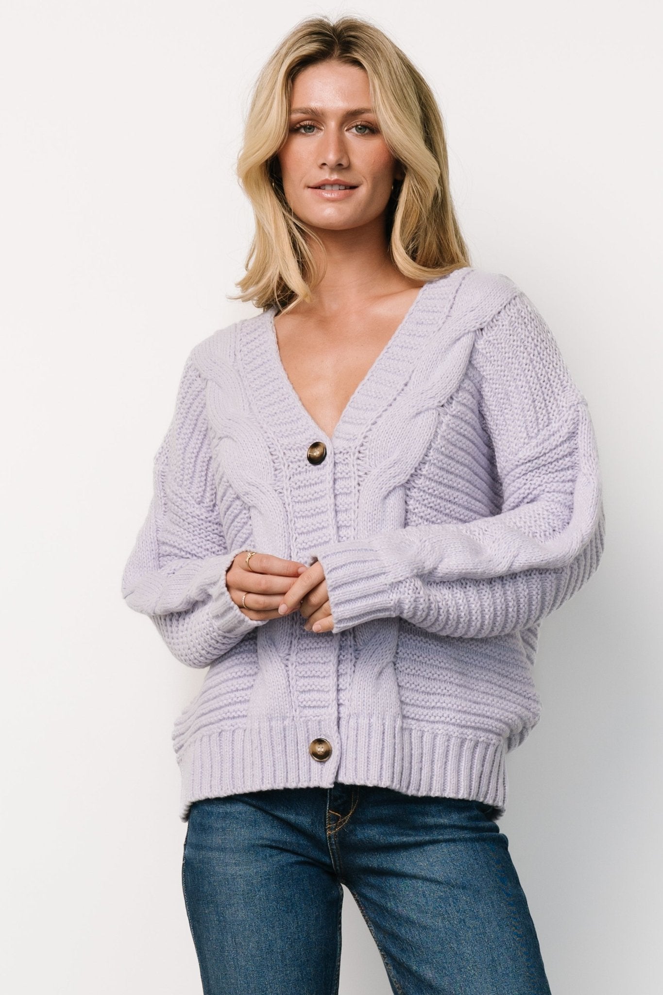 Lavender Cable Knit Cardigan for Women | Baltic Born