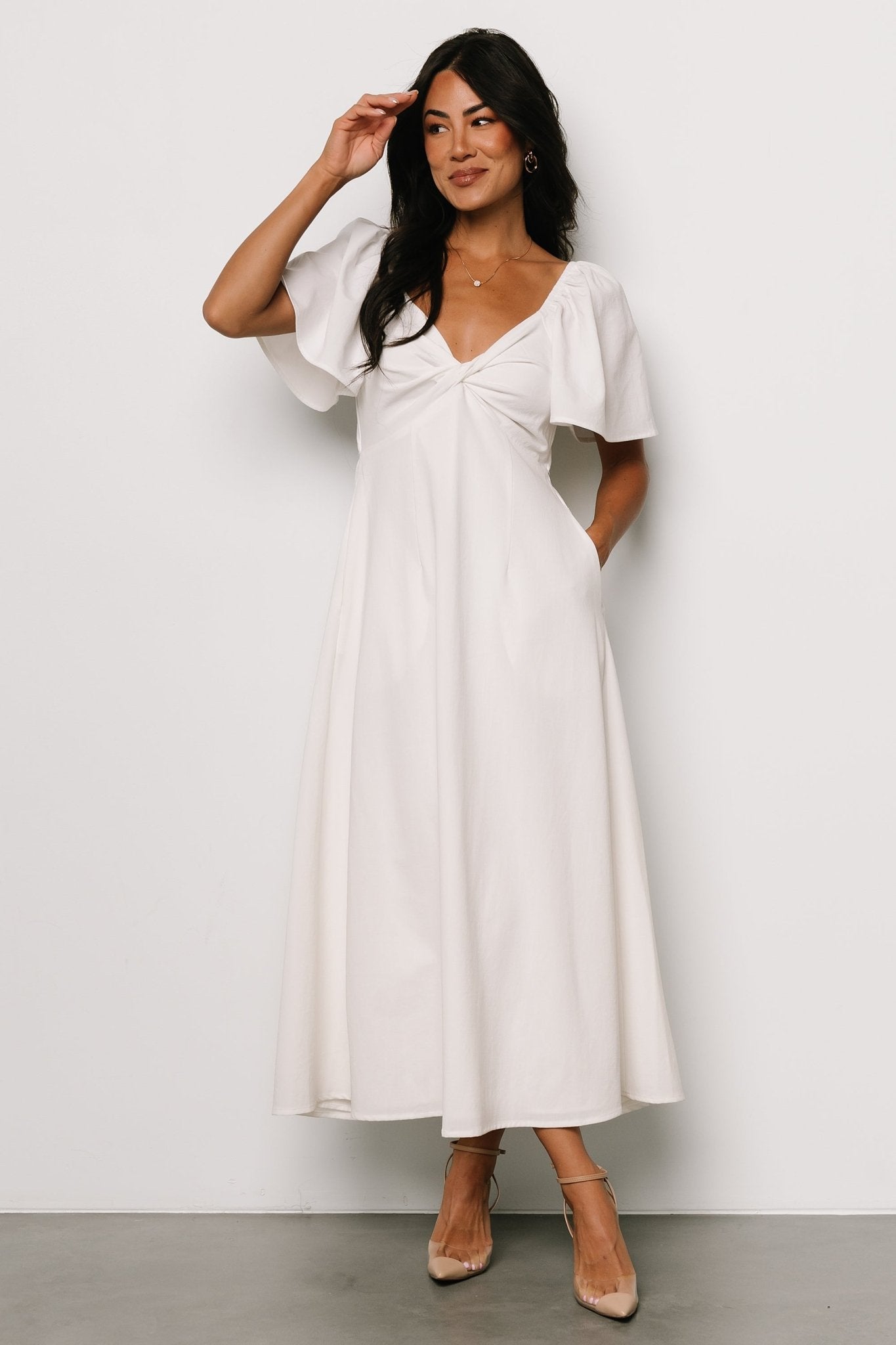 Back Tie Dress with Sweetheart Neckline & Butterfly Sleeves | Baltic Born