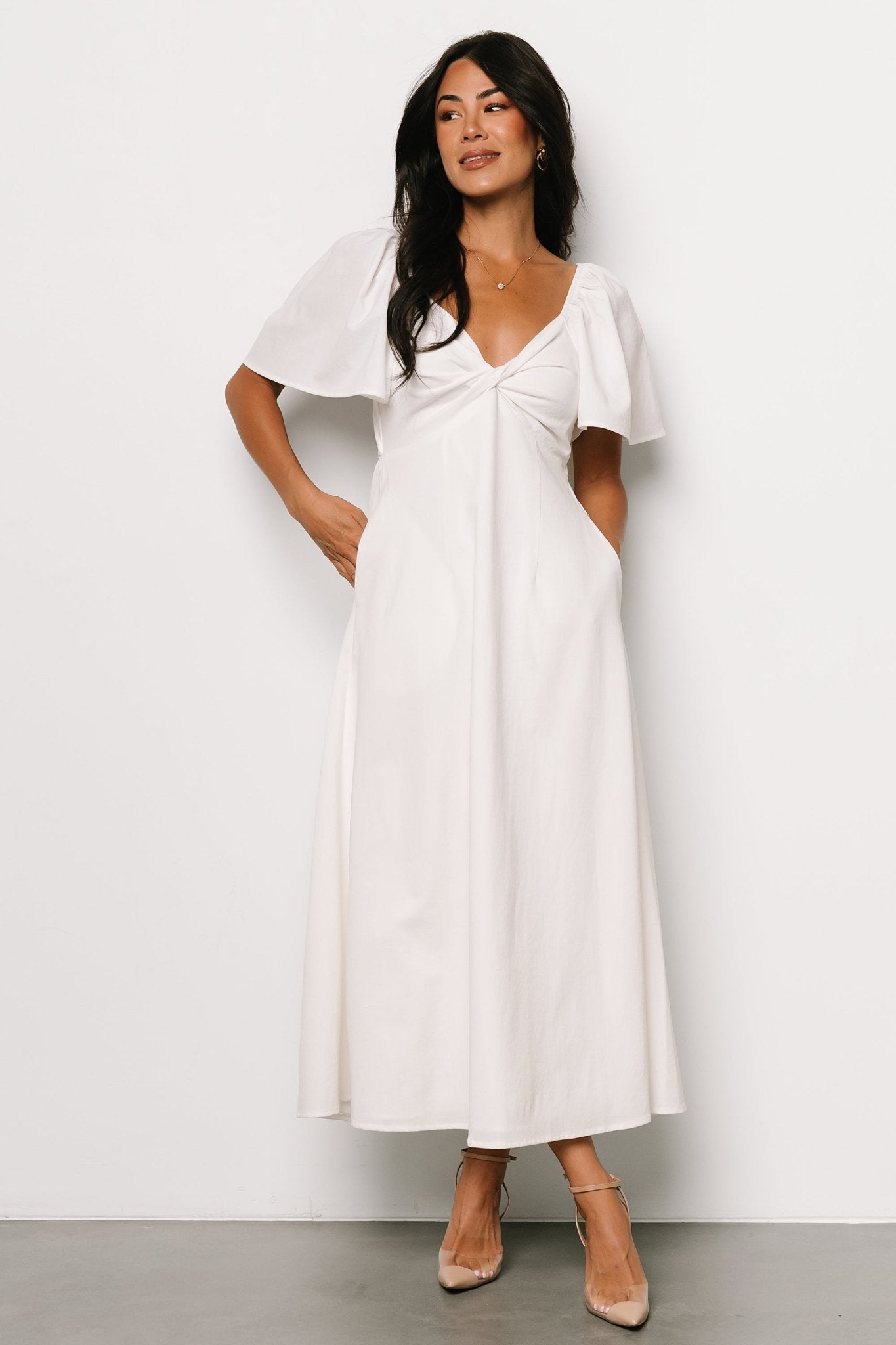 Back Tie Dress with Sweetheart Neckline & Butterfly Sleeves | Baltic Born