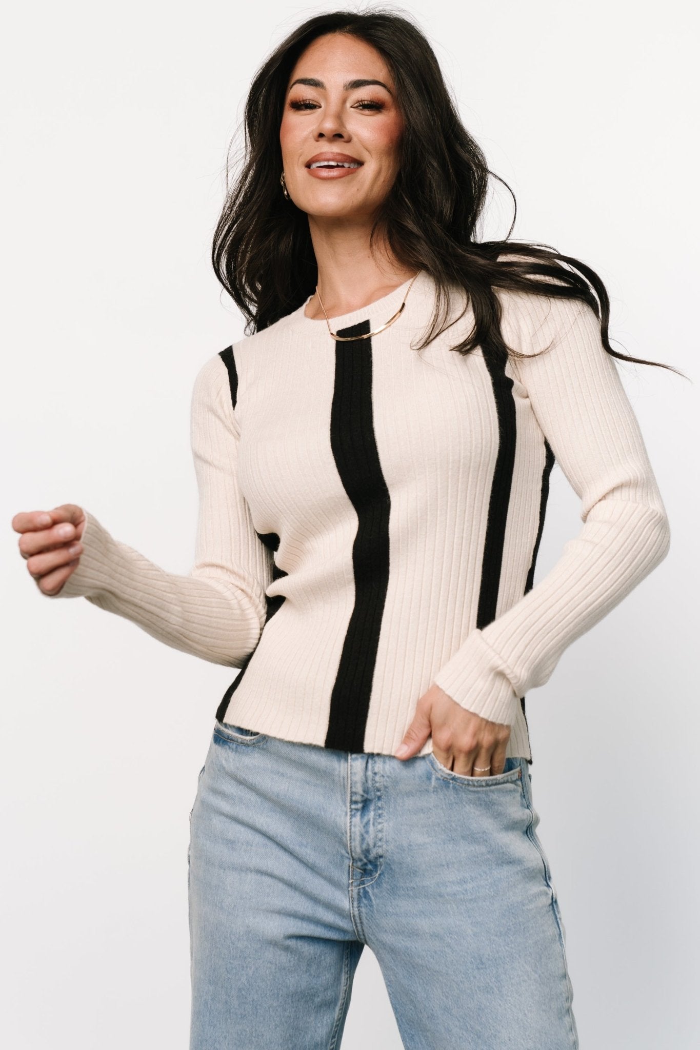 Ribbed Sweater Top for Women | Lightweight & Fitted | Jolene