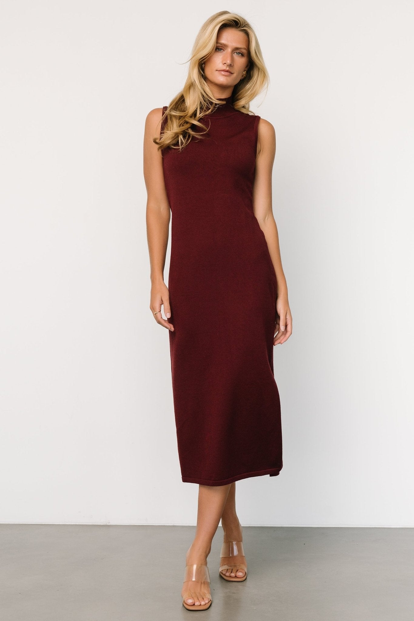Mock Neck Tank Dress in Rich Wine | Baltic Born
