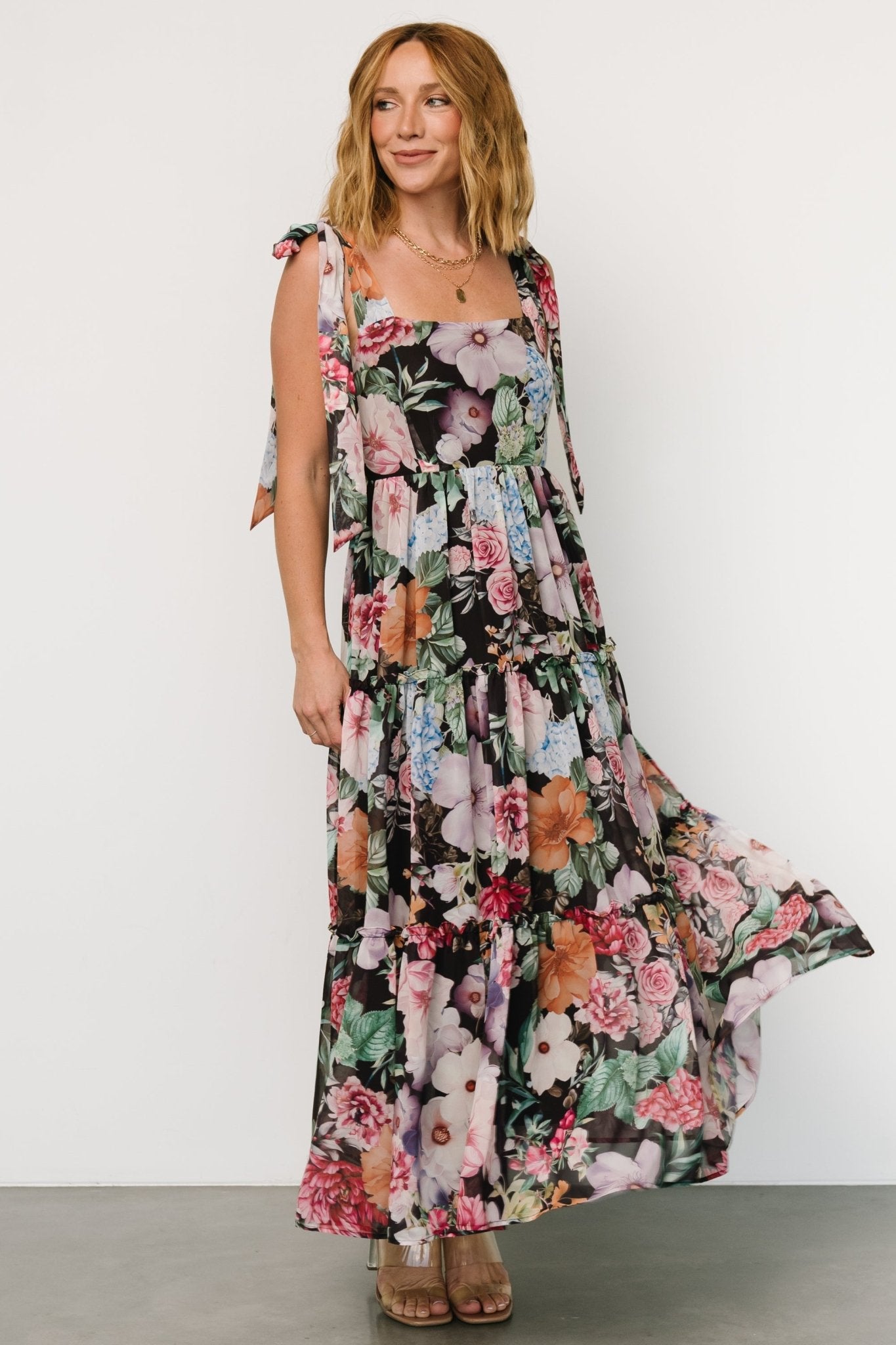 Floral Maxi Dress for Weddings & Special Occasions | Anita Black Multi