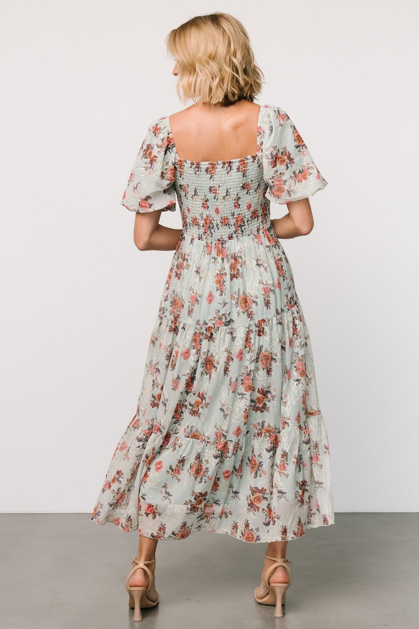 Eucalyptus Floral Midi Dress with Hidden Pockets | Baltic Born
