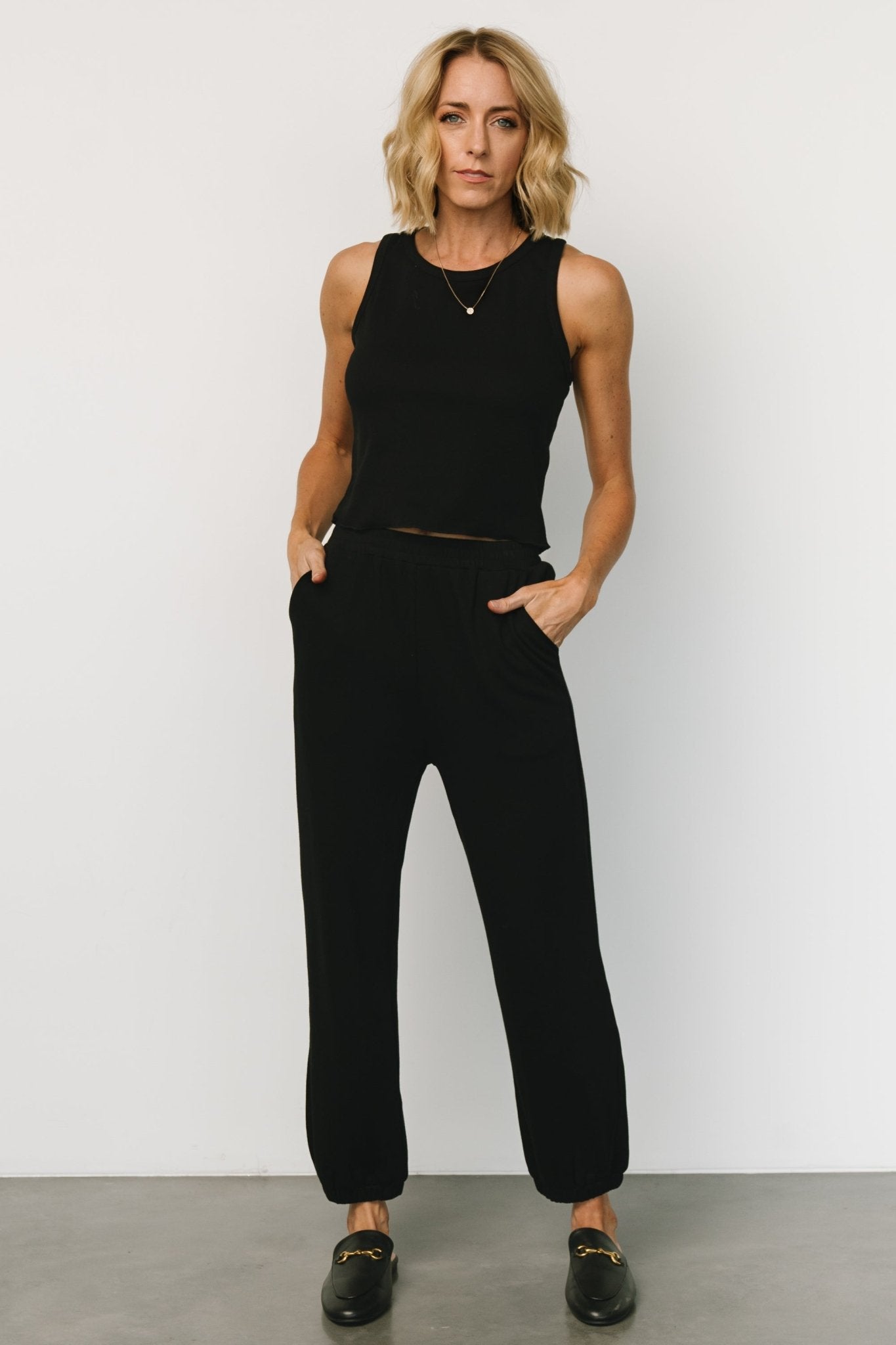 Black Knit Tank & Jogger Set for Everyday Wear | Baltic Born