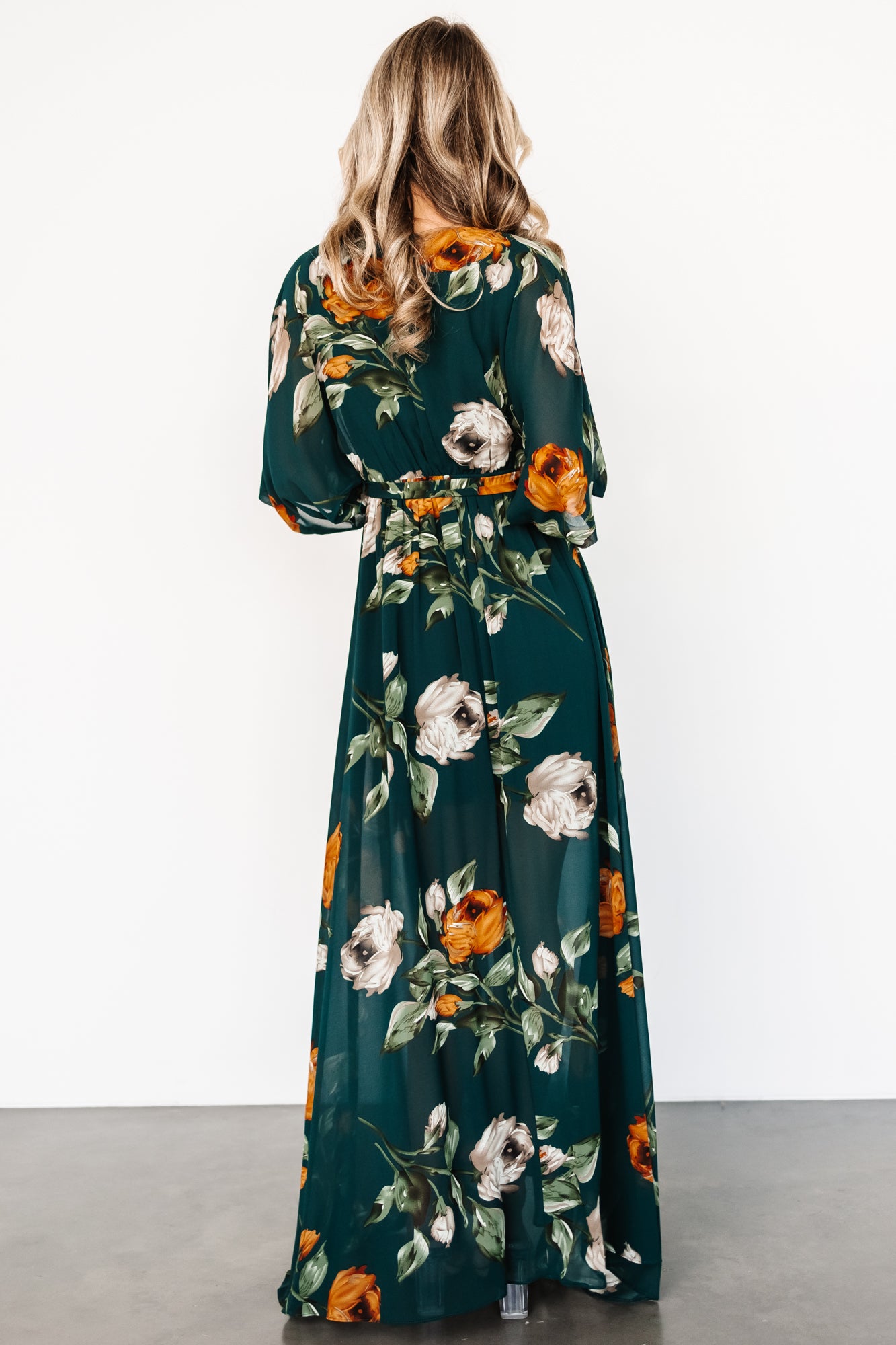 Floral Kimono Maxi Dress with Elastic Waist & Slit | Baltic Born