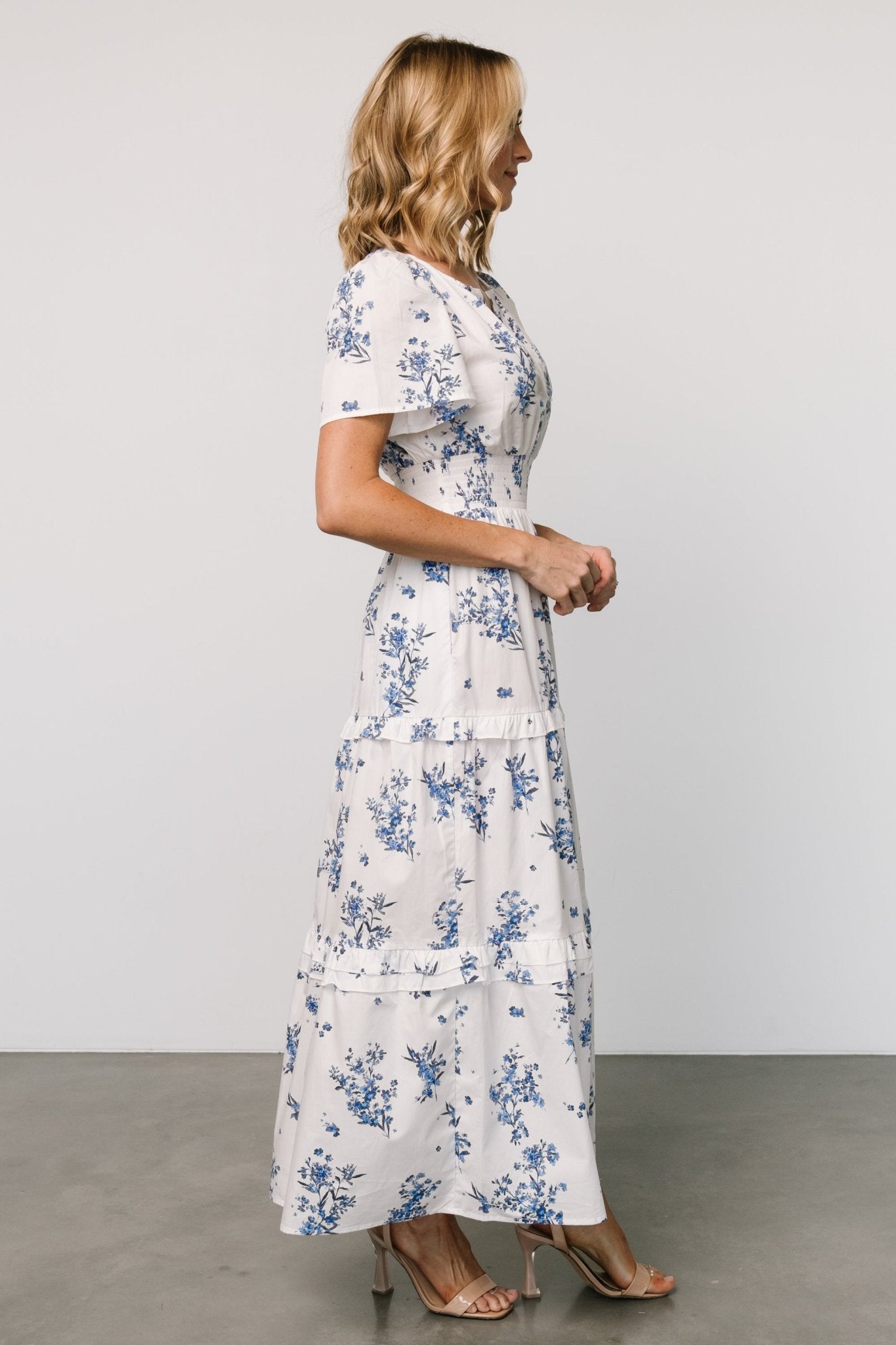Floral Poplin Maxi Dress with Pockets & Smocked Waist | Kiana