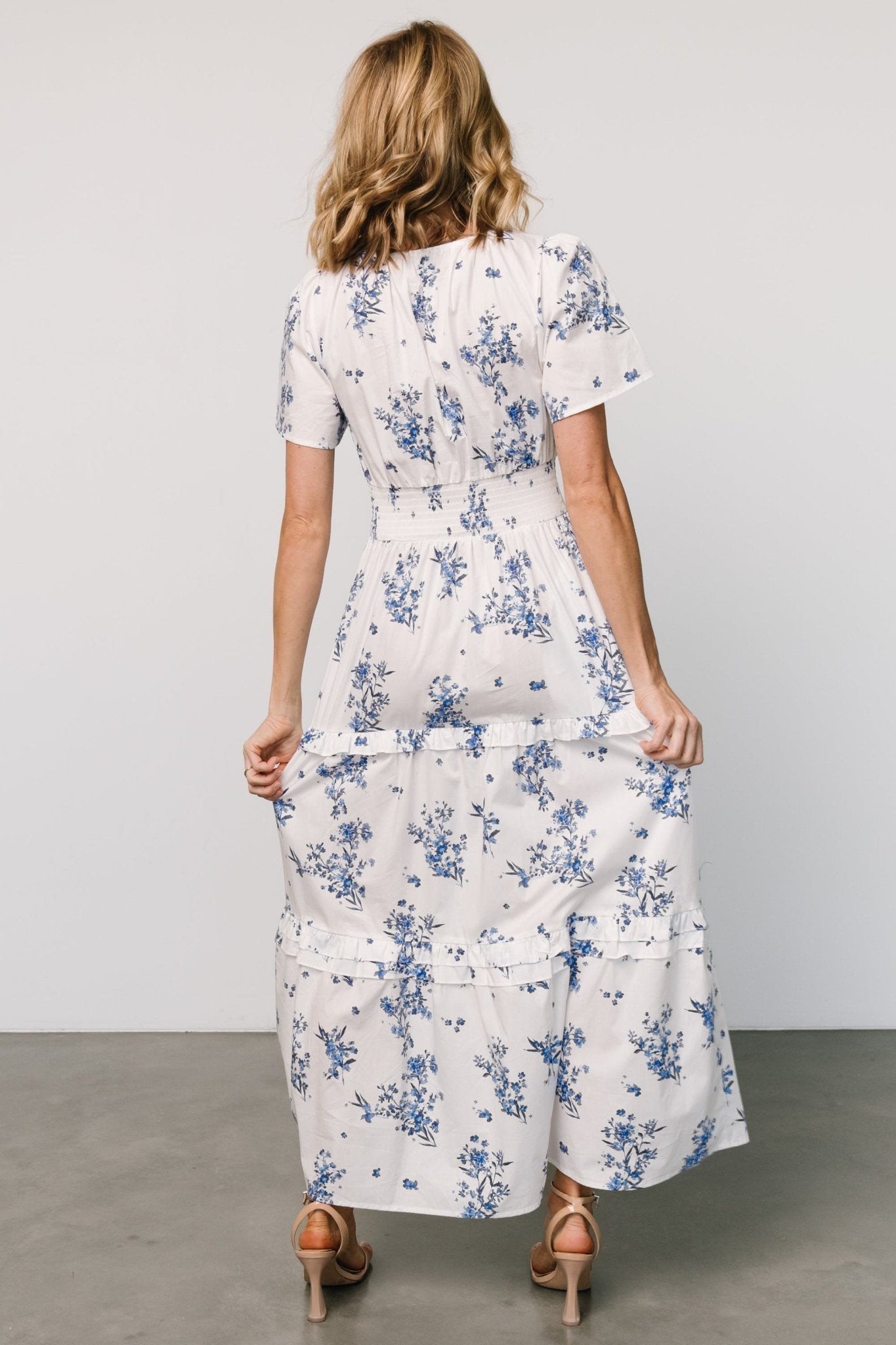 Floral Poplin Maxi Dress with Pockets & Smocked Waist | Kiana