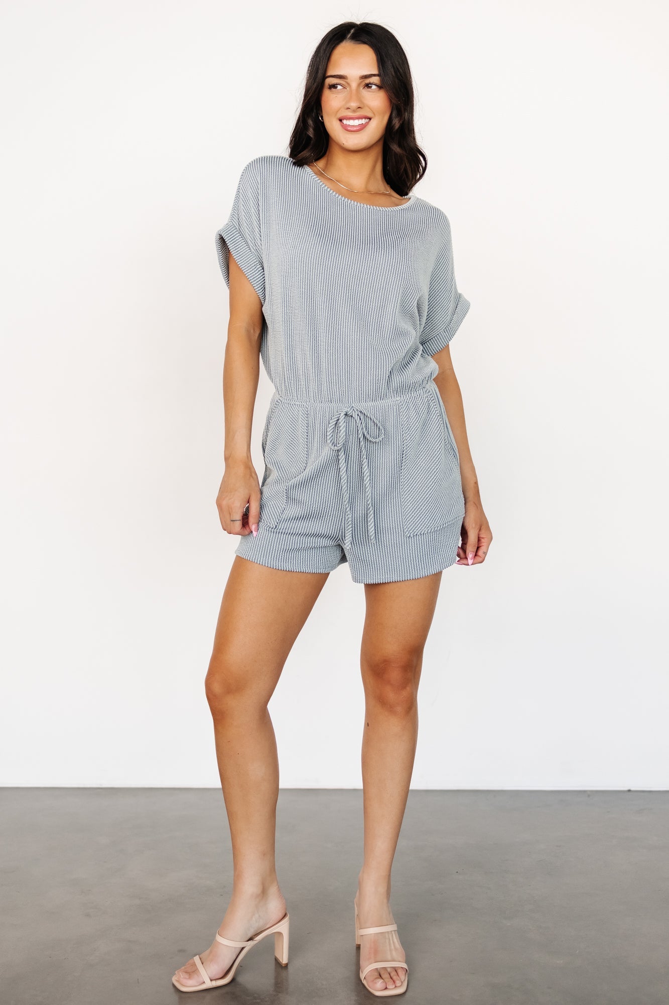 Blue Romper with Pockets & Elastic Waist | Lely