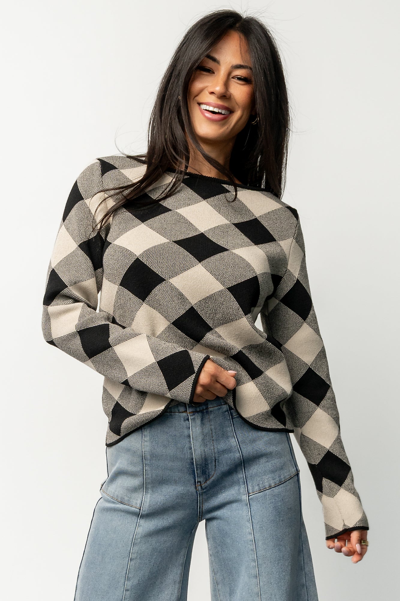 Black & Natural Diamond Pattern Sweater | Baltic Born