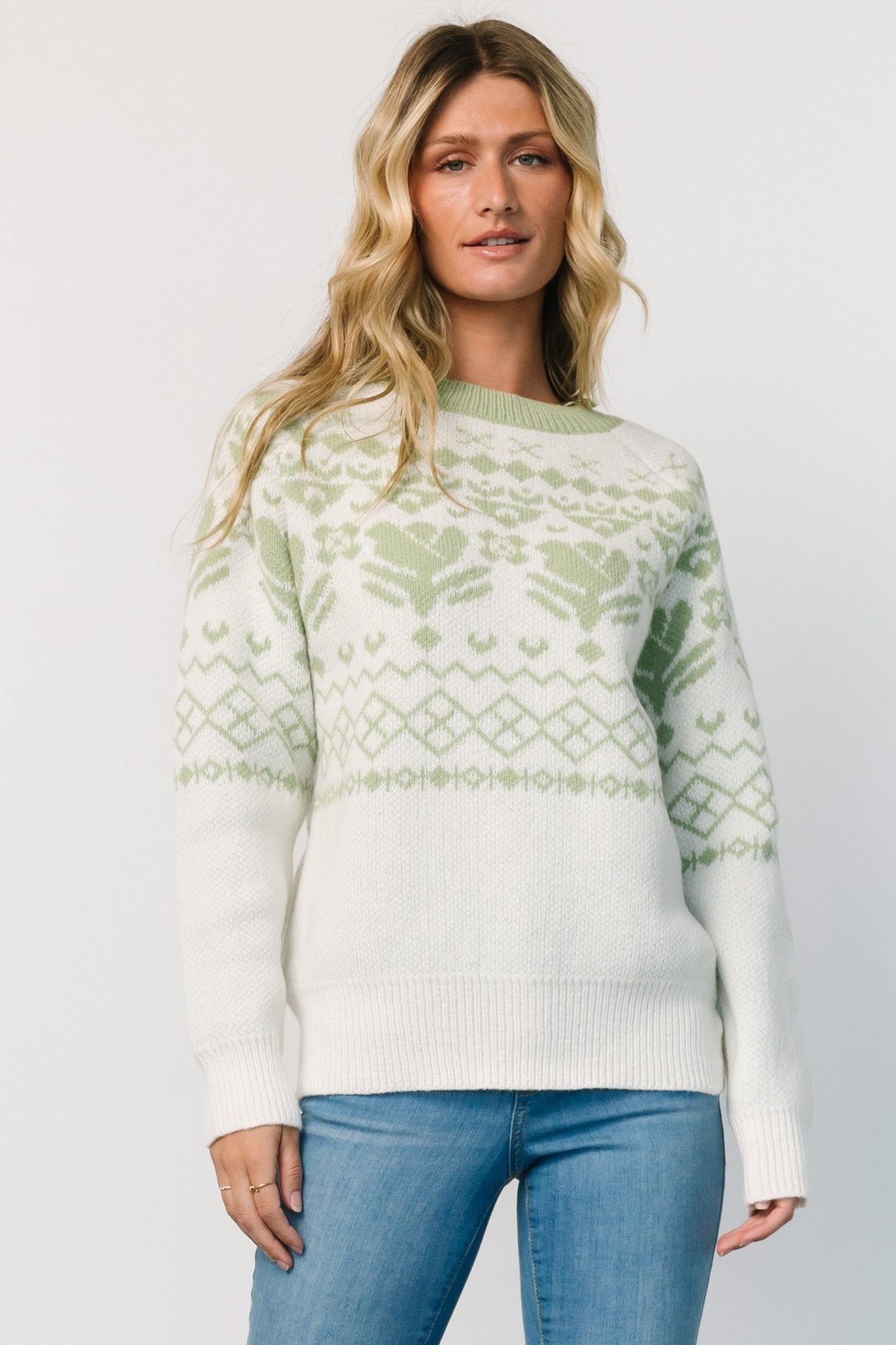 Oversized Ivory Fairisle Sweater | Soft & Cozy Knit | Lucerne